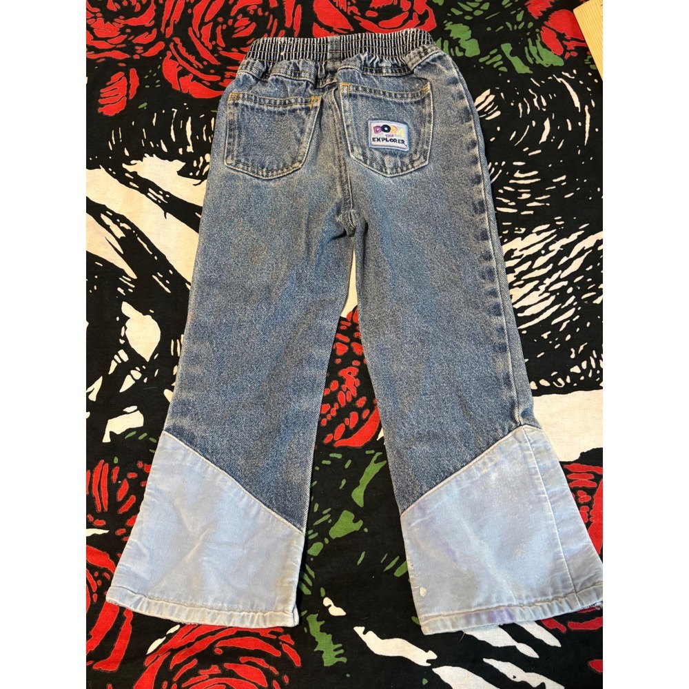 Vintage 2004 Nick Jr Dora the Explorer Flare Jeans Girls 4T Two Tone Denim